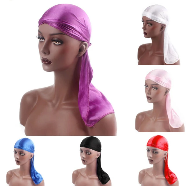 Silky Durag Bandana Women Men Shiny Satin Durag Turban Headwrap Colored  Headband