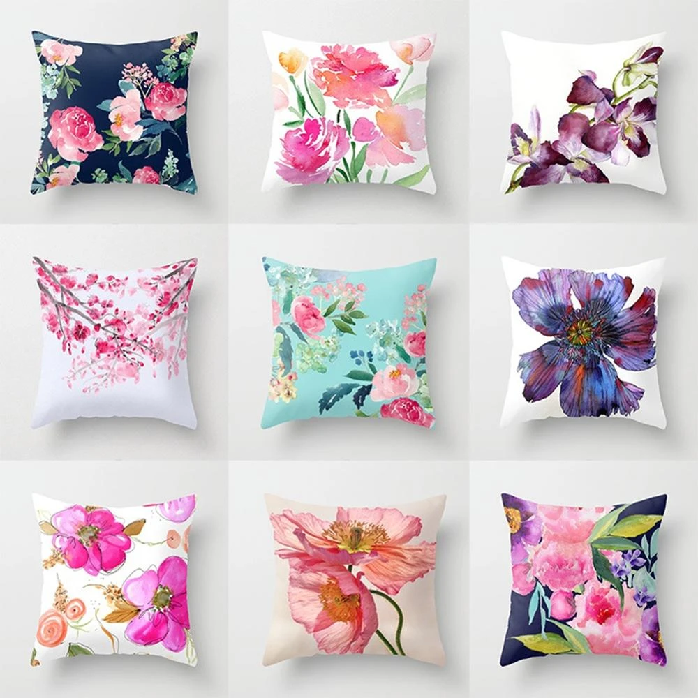 18" Vintage Flower Printed Throw Pillow Case Sofa Cushion Cover Home