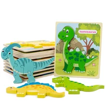 Planche de Puzzle 3D en bois pour enfants, Puzzle Montessori Tangram, dessin animé dinosaure, jouets éducatifs d'apprentissage pour enfants, cadeaux