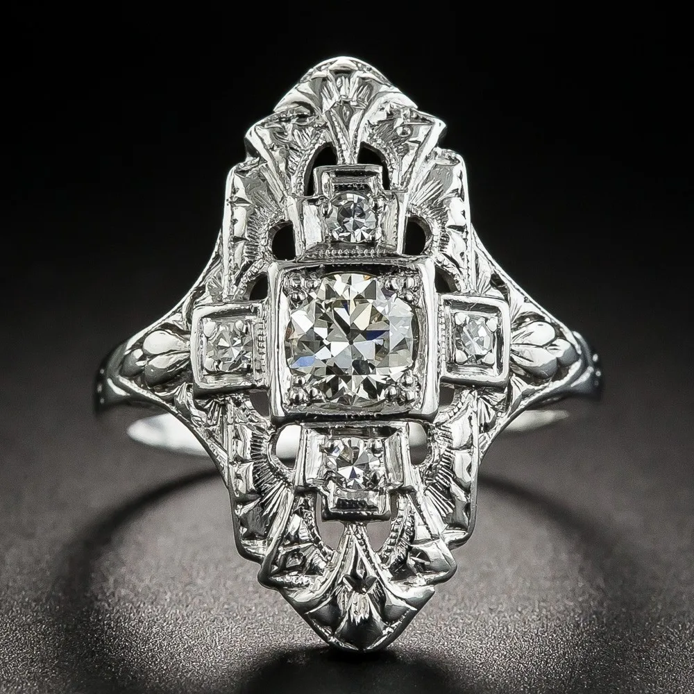 Engagement Rings Trendy Style Geometric Shape Dazzling Tiny Cubic Zirconia Ring for Women Artistic Bulk