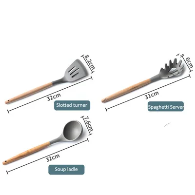 ERMAKOVA набор кухонных принадлежностей деревянный силиконовый кухонный инструмент кухонные принадлежности гаджеты скребок ковш венчик щетка - Цвет: Set B(3 pcs)