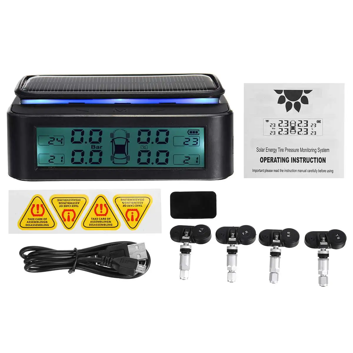 Автомобильный TPMS беспроводной Солнечный контроль давления в шинах светодиодный внешний внутренний датчик давления в шинах Предупреждение в реальном времени - Цвет: internal sensor