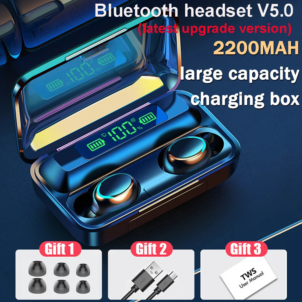 Wireless bluetooth 5 0 Earphone TWS 2200mAh Toucn control Waterproof Sports Headphone for Samsung s7 s8 Xiaomi Support HD call