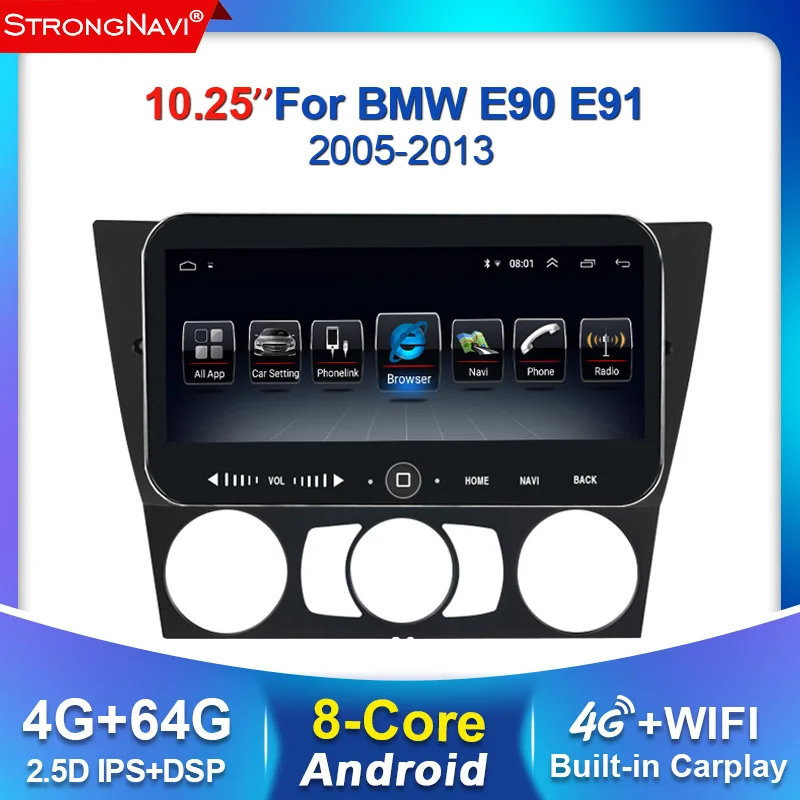 4 + 64G Android 10 Автомобильный мультимедийный радио плеер для BMW E90/E91/E92/E93 3 серии GPS