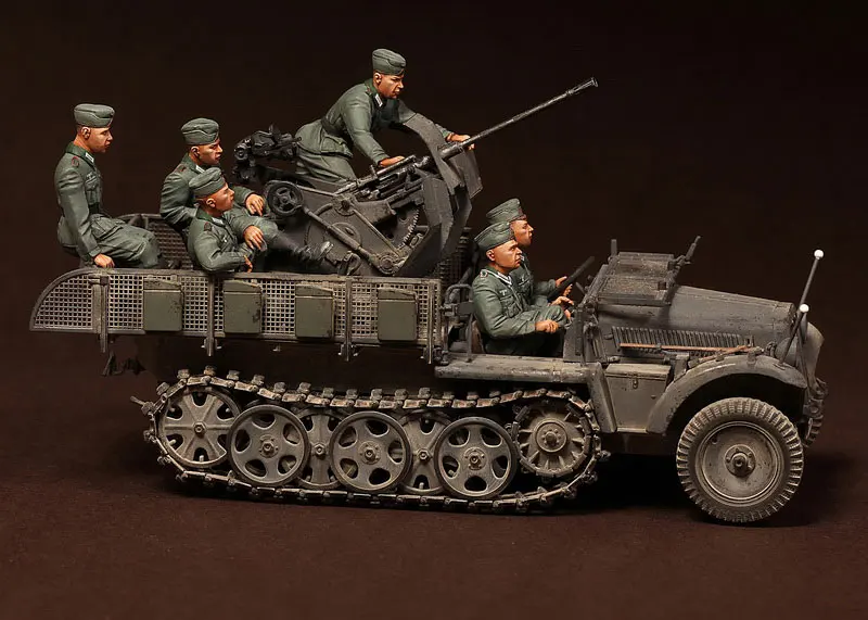 1/35 масштаб немецких гусеничных ПВО 6 солдат без транспортных средств миниатюрные сборки статические GK смолы модели наборы