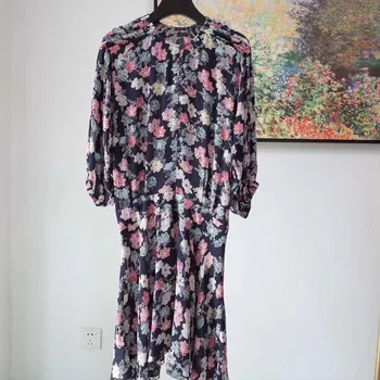 

2020 Spring new V neck half sleeve Cotton Floral Printed Dress