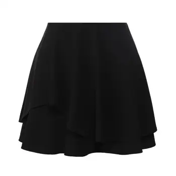 

Black Mini Skirt Double Layer Ruffles Solid A-Line Ladies Short Skirts 2019 Spring Summer