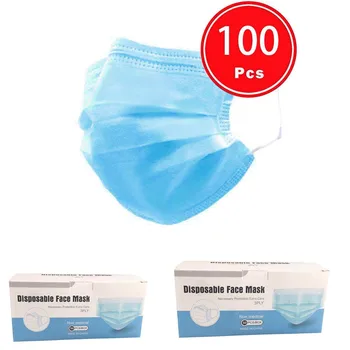 

100/50/25PCS 3 Layers Disposable Mouth Covers Non-Woven Face Cover Disposable Mouth Protection Face Covers mascarilla Face Mask