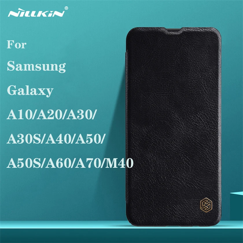 

For Samsung Galaxy A50 A50S A10 A20 A30 A30S A40 A60 A70 M40 Flip Case Nillkin Qin Leather Flip Cover Card Pocket Phone Bags