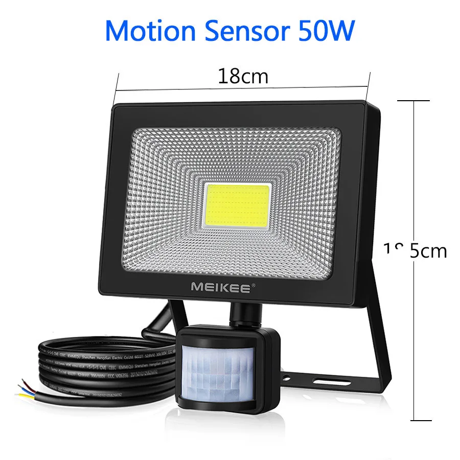 Motion Sensor 50W Движения Сенсор Светодиодный прожектор светильник мощностью 10 Вт, 20 Вт, 30 Вт, 50 Вт Водонепроницаемый AC110V 220V Светодиодный прожектор светильник отражатель лампы проектора на открытом воздухе точечный светильник - Испускаемый цвет: Motion Sensor 50W
