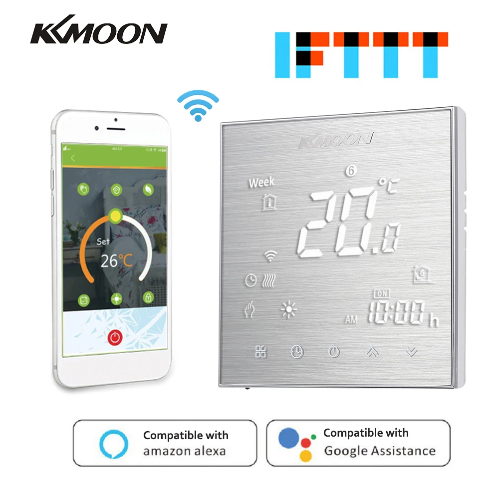 KKmoon термостаты беспроводной цифровой водно-газовый котел нагревательный термостат WiFi Голосовое управление сенсорный экран контроль температуры Лер