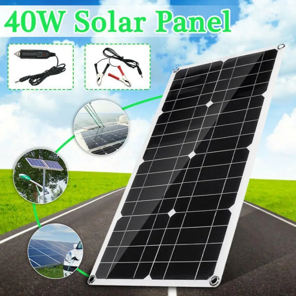 

Dual USB Solar Panel Outdoor 40W Solar Cells Charger Polysilicon Solar 5V Light Generator For Car Set Controller Yacht RV W I3Y8