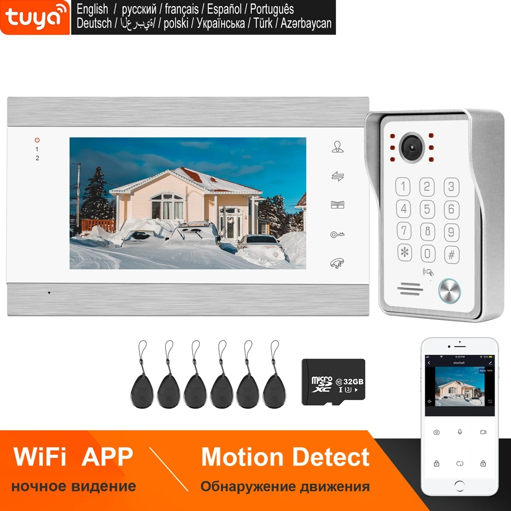 HomeFong Door Intercom Wired Video Intercom With 130° IR Video Door Bell Support Motion Detection For Home Access Control System