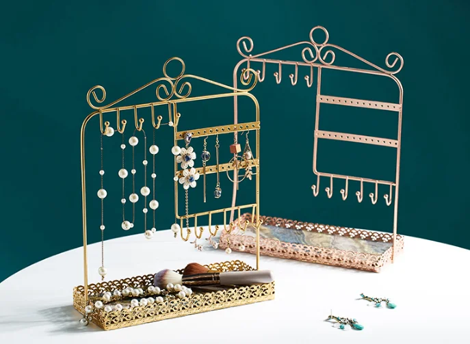 Fashion light luxury pieces creative household bedroom decorations room layout table top jewelry storage rack J05