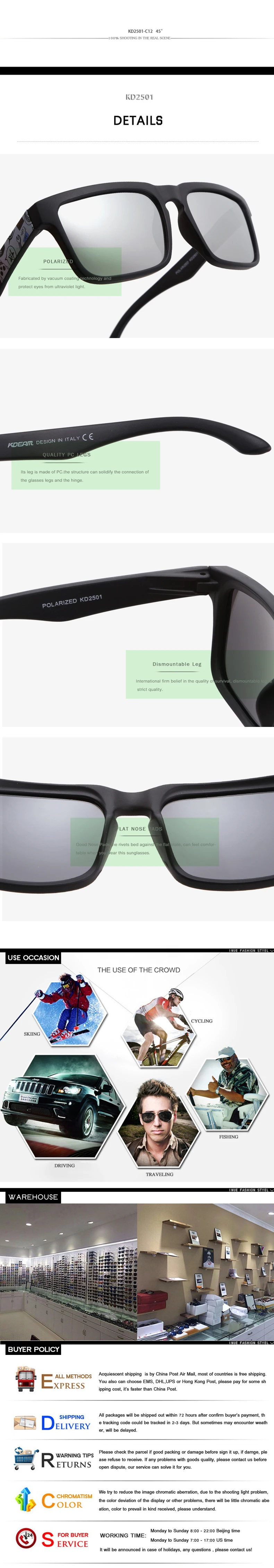 Очень крутые Мужские поляризационные солнцезащитные очки в оправе с каракулями KDEAM, брендовые Квадратные Солнцезащитные очки, 12 цветов, UV400, коробка KE76