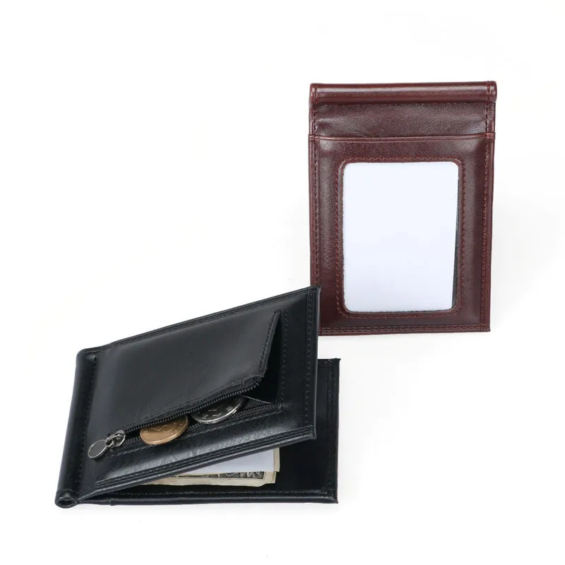 

PU Leather Wallet Card Holder Fashion Credit Card Business Zipper Purse Clamp FMoney Bifold Card Holder Wallet Cash Money Bag