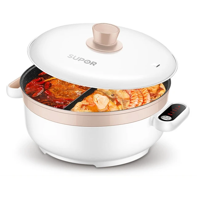 220V Electric Hot Pot Multicooker Household Non-stick Cooking Machine  Frying Pan Pot 5L Double-flavor Hot Pot 3L Single Pot