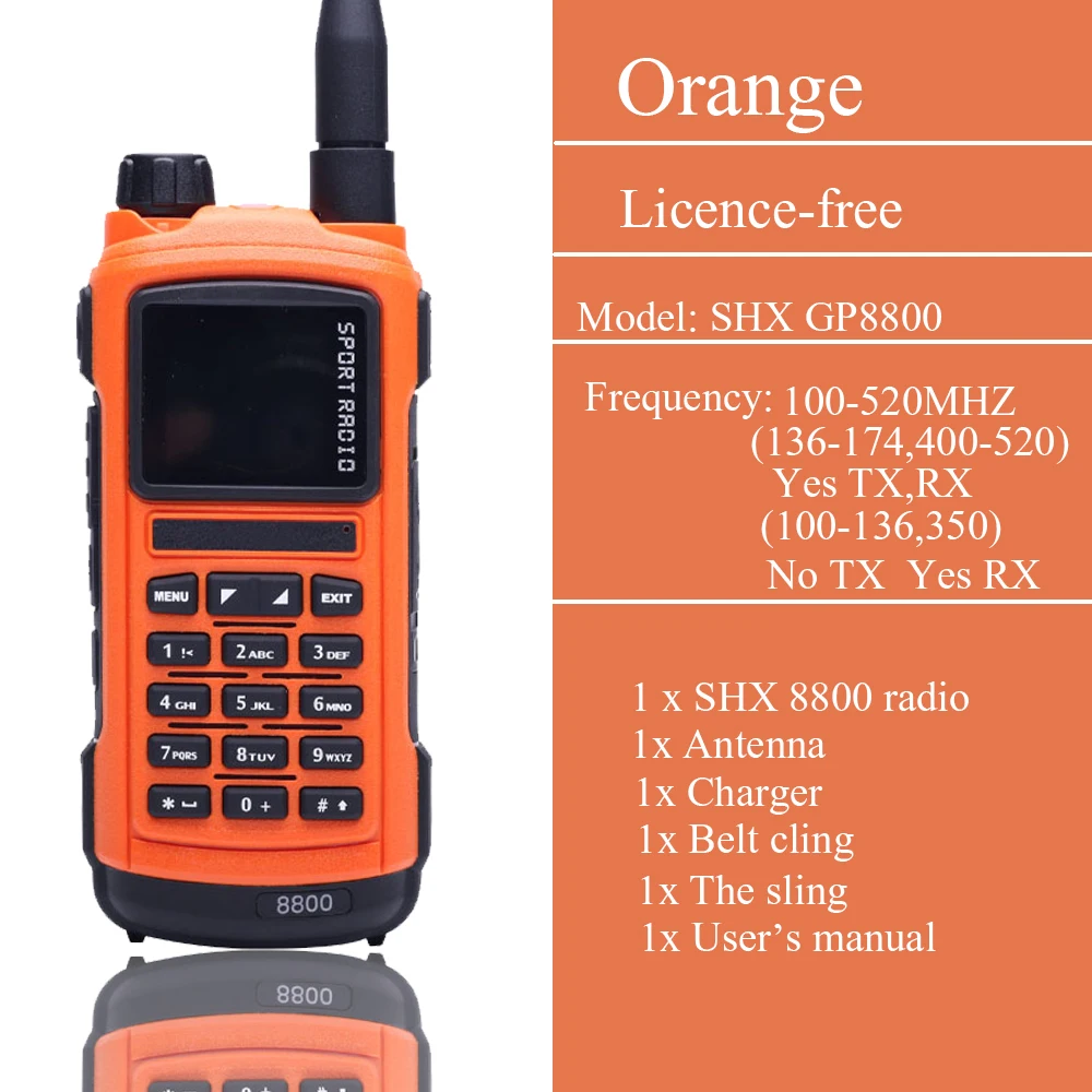 Émetteur récepteur portable SENHAIX 8800 UHF/VHF 5w Orange + câble