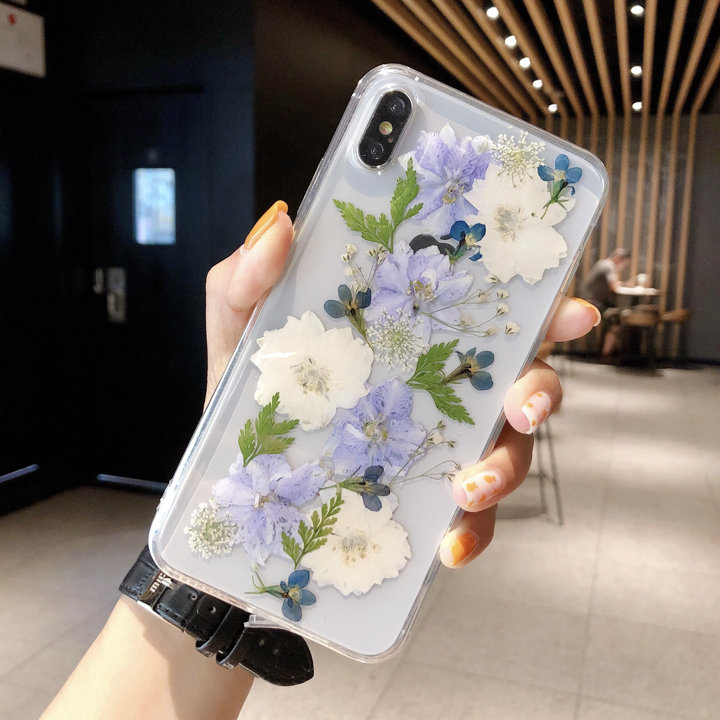 Для iphone 11 чехол настоящий высушенный цветок ручной работы прозрачный