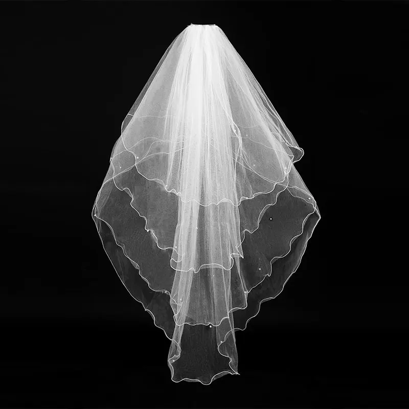 Velos De Novia Свадебная кружевная вуаль для женщин 3 метра Кружевная аппликация свадебная вуаль с гребнем - Цвет: 7 white