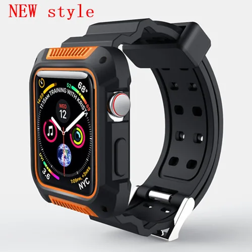 Чехол+ ремешок для apple watch band apple watch 4 3 band iwatch 42 мм/38 мм 44 мм 40 мм Защитная крышка correa pulseira - Цвет ремешка: orange