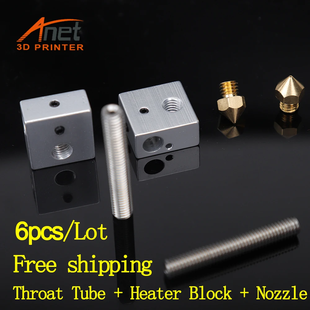 Anet 3D Printer Parts Hotend 2pcs 0.4mm Brass Nozzle + Heater Block 30mm/40mm Thorat tube For A8 Extruder | Компьютеры и офис