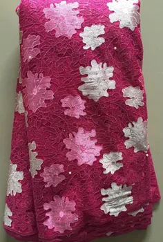

French Net Lace Fabric 2020 Latest African Fabric With Embroidery Mesh Tulle Lace Fabric High quality Nigerian ALL2848 fucshia