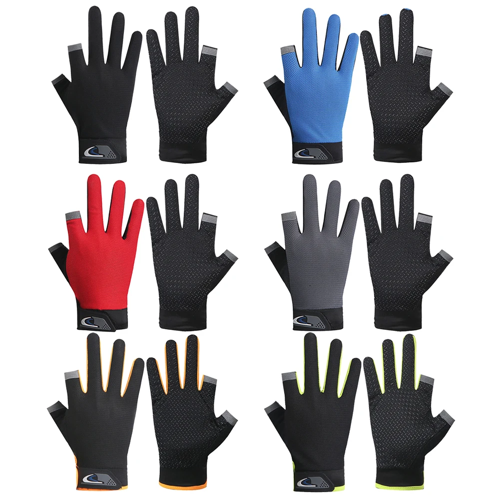 New 1 Pair Fishing Gloves Waterproof Women Men Universal Fishing Protection Anti-slip Gloves 2 Cut Finger Outdoor Half Finger