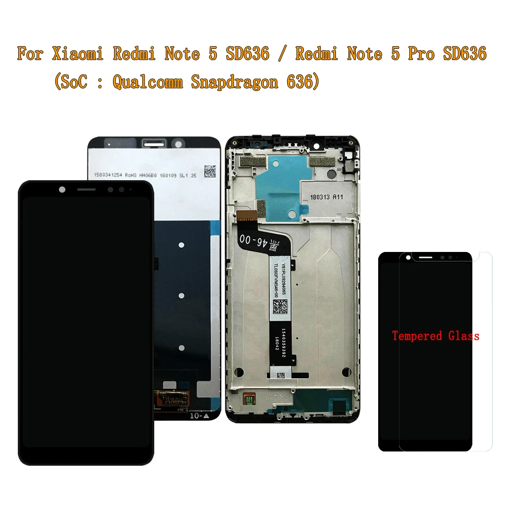 ЖК-экран для Xiaomi Redmi Note 5/Redmi 5 Pro SD636 ЖК-дисплей сенсорный экран стеклянная рамка в