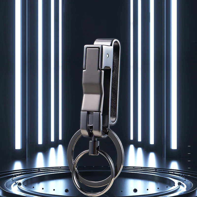 Luxury Men's Creative Belt Key Buckle with Secure Lock Ring