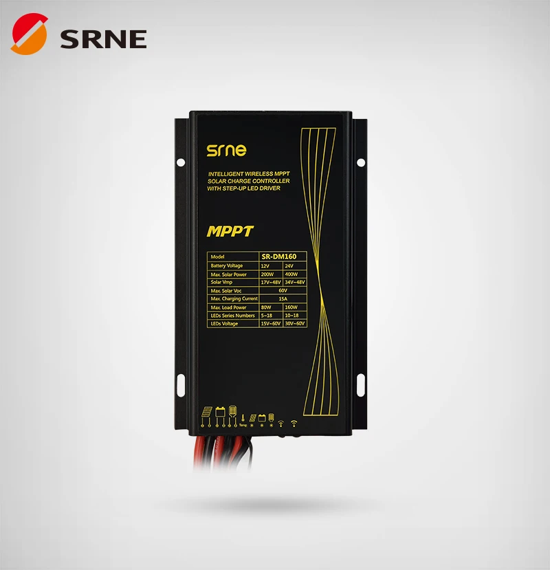 SRNE SR-DM160 12 В 24 В светодиодный драйвер Контроллер заряда 15а Интеллектуальный беспроводной MPPT солнечный уличный свет контроллер заряда IP68