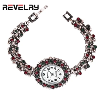 

2019 New Luxury Rhinestone Antique Silver Bracelet Watch Women Quartz Watches Ladies Wristwatch Relogio Feminino Reloj Mujer