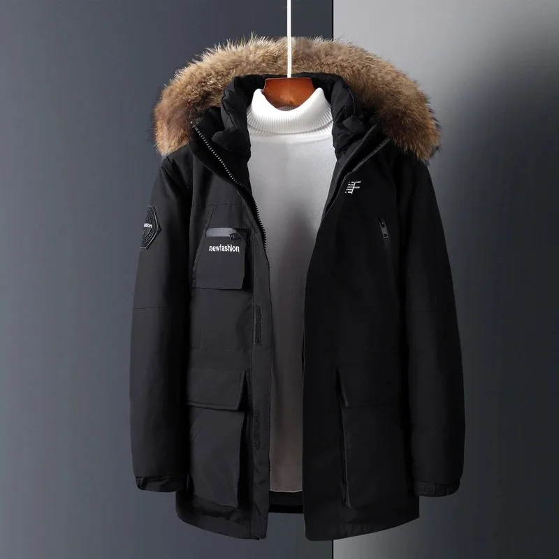 Мужская куртка-пуховик парка ветровка военная куртка пальто с большим меховым