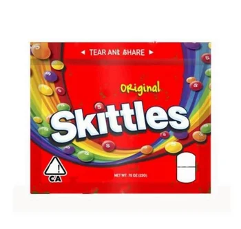 

New Medicated sour Skittles edibles packaging Empty 400MG Rainbow Zipper Packaging Pouch Package Storage Retail bag warheads Can