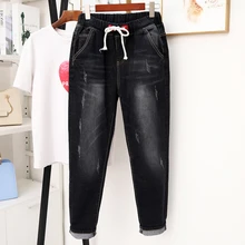 Женские осенние зимние джинсы размера плюс с высокой талией, женские штаны-шаровары, Женские Простые брюки, повседневные джинсы, модные леггинсы