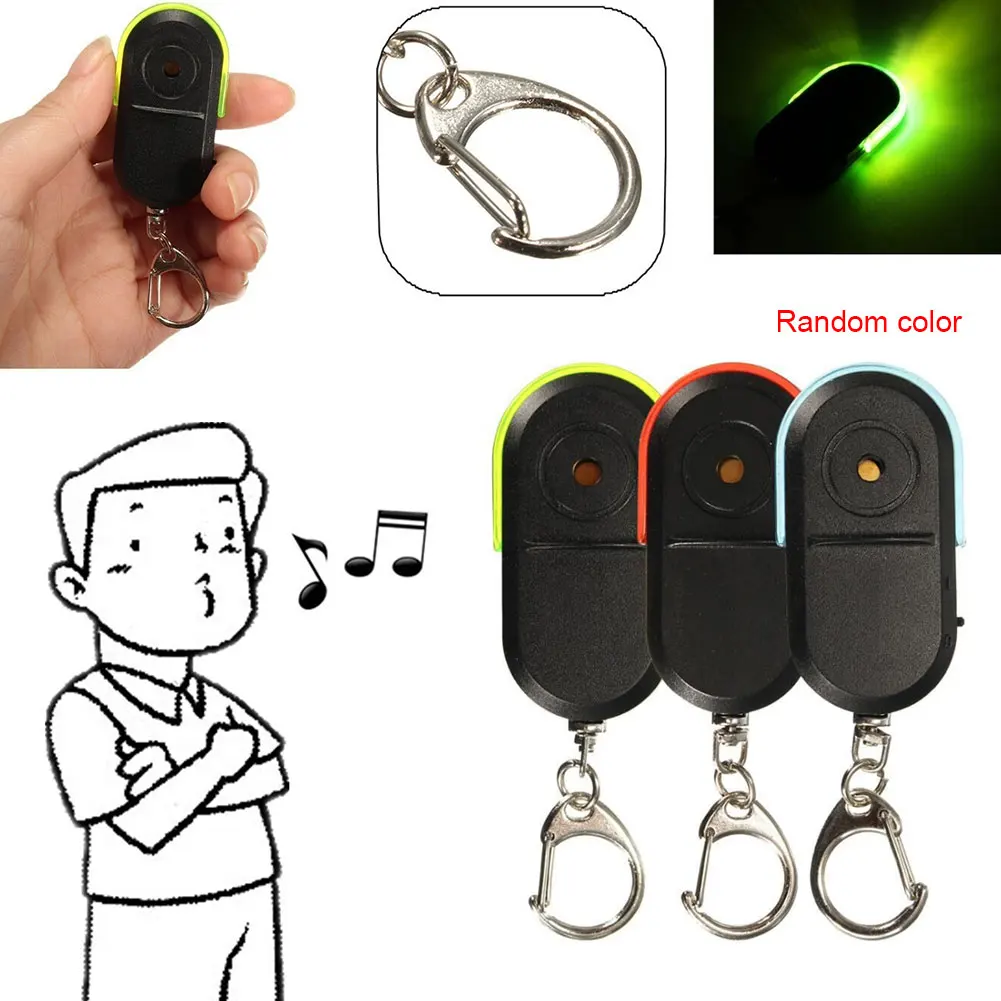 Whistle Sound LED Light Anti-Lost Alarm Key Finder Locator Keychain Device Voice-activated LED lighting pendant GK99 anti lost key finder portable size anti lost alarm key finder wireless useful whistle sound led light locator finder keychain