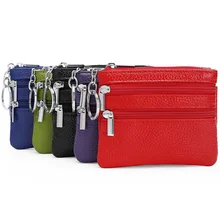 Натуральная кожаная сумка для ключей популярный чехол на двойной молнии кошелек портмоне автобусная карта посылка карманн застежки-молнии изготовленный на заказ логотип, название