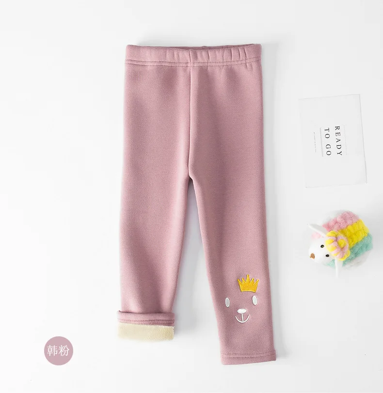 Pink Теплая детская одежда; штаны для девочек; детские леггинсы для девочек, зимние леггинсы для девочек штаны из шерсти для девочек одноцветное Цвет детское нижнее белье для девочек - Цвет: Pink