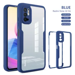 Luxury 360° Hard Back Case with Front Screen Protection - Clear Cover for Redmi Note 11 Global (Navy Blue)
