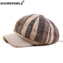 SHOWERSMILE, твид, Габби Бейкер, Кепка для мальчика, клетчатая кепка, газетчик, винтажная кепка для женщин, бежевая, для девочек, британский стиль, художественная шапка, зимняя плоская кепка
