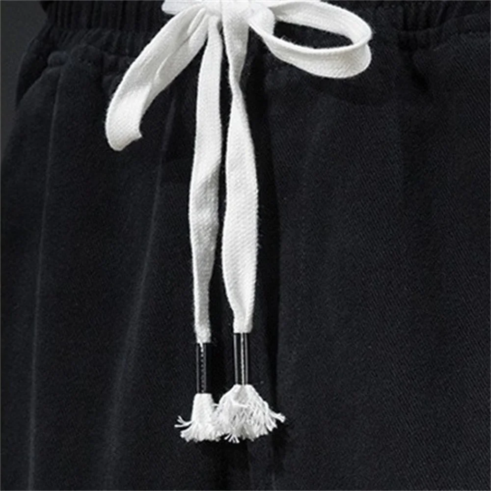 EH·MD® Elastic Waist Tie Jeans Men's Binding Feet High Elasticity Large Size Embroidered Word Art 3D Double Line Pants Thick New