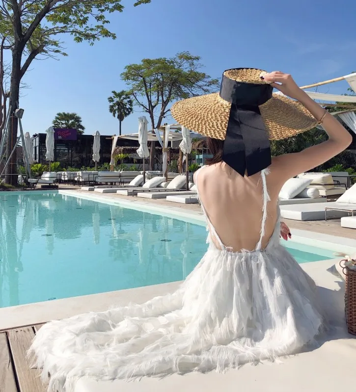 

Immortal Long Skirts Backless Dress Phuket Skirt Beach Skirt Thailand Seaside Vacation Style WOMEN'S Dress