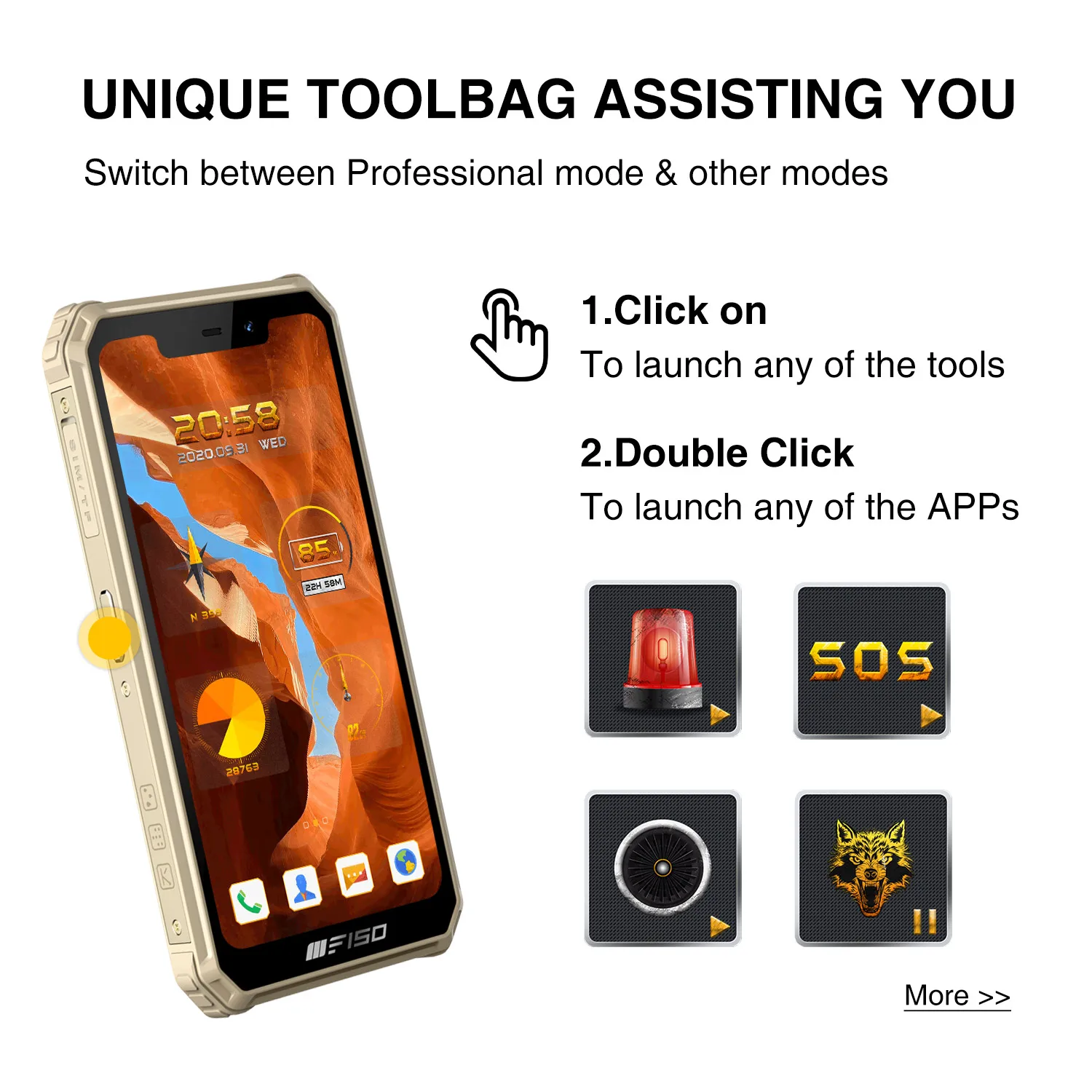 Oukitel F150 IP68/69K Rugged SmartPhone 6GB+64GB 8000mAh Octa Core Mobile Phone NFC 5.86'' HD+ MediaTek Helio G25 13MP Camera