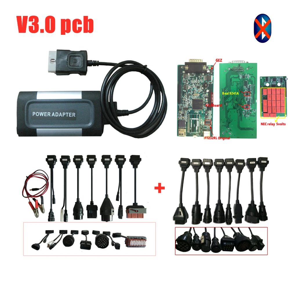 DHL REE 2015R3/2016R0 keygen с Bluetooth Черный VD TCS C-D-P сканер для Autocoms OBD2 диагностический инструмент+ 16 шт. автомобиля/грузовика кабели - Цвет: without bluetooth