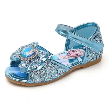 

New Spring Summer Kids Leather Flat Sandals For Girls Princess Elsa Dance Party School Children Sandals Butterfly Knot infant