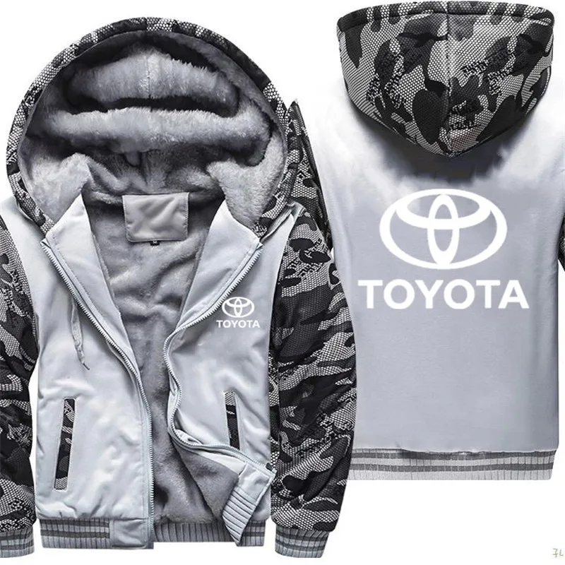Мужская толстовка с капюшоном с логотипом Toyota, повседневная куртка с капюшоном, Зимняя Толстая Теплая Флисовая хлопковая куртка на молнии, мужская спортивная одежда - Цвет: 6