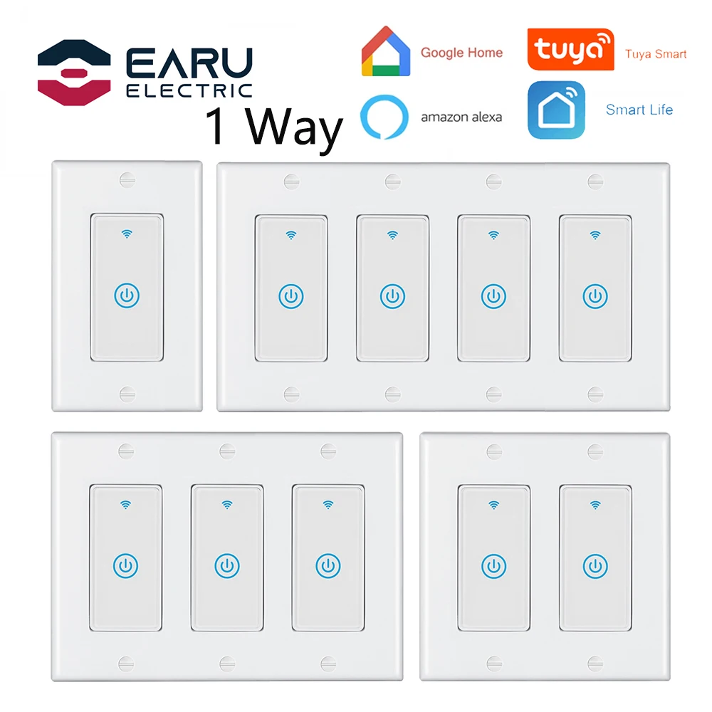 US 1/2/3/4 GANG 100-240V 10A WiFi 1 Way Smart Timer Wall Touch Switch Life Tuya APP Remote Control Alexa | Обустройство дома