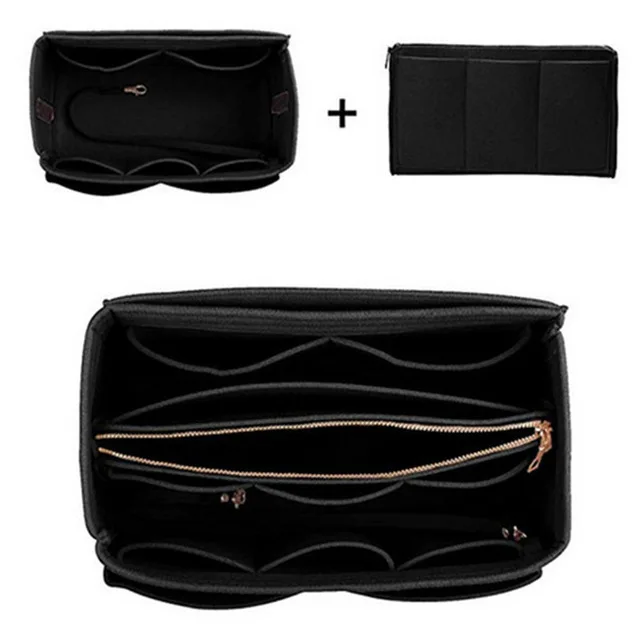 Hot Popular Women's Makeup Organizer Felt Cloth Insert Bag Multi-functional Travel Cosmetic Bag Girl Storage Toiletry Liner Bags black