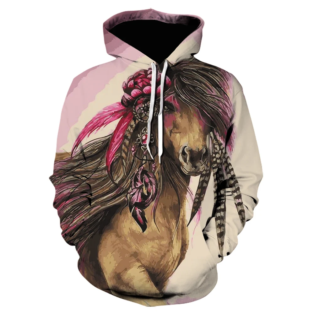 

Beauty Horse Hoodies Men 3d Hoodies Brand Sweatshirts Boy Jackets Quality Pullover Fashion Tracksuits Animal Streetwear Out Coat