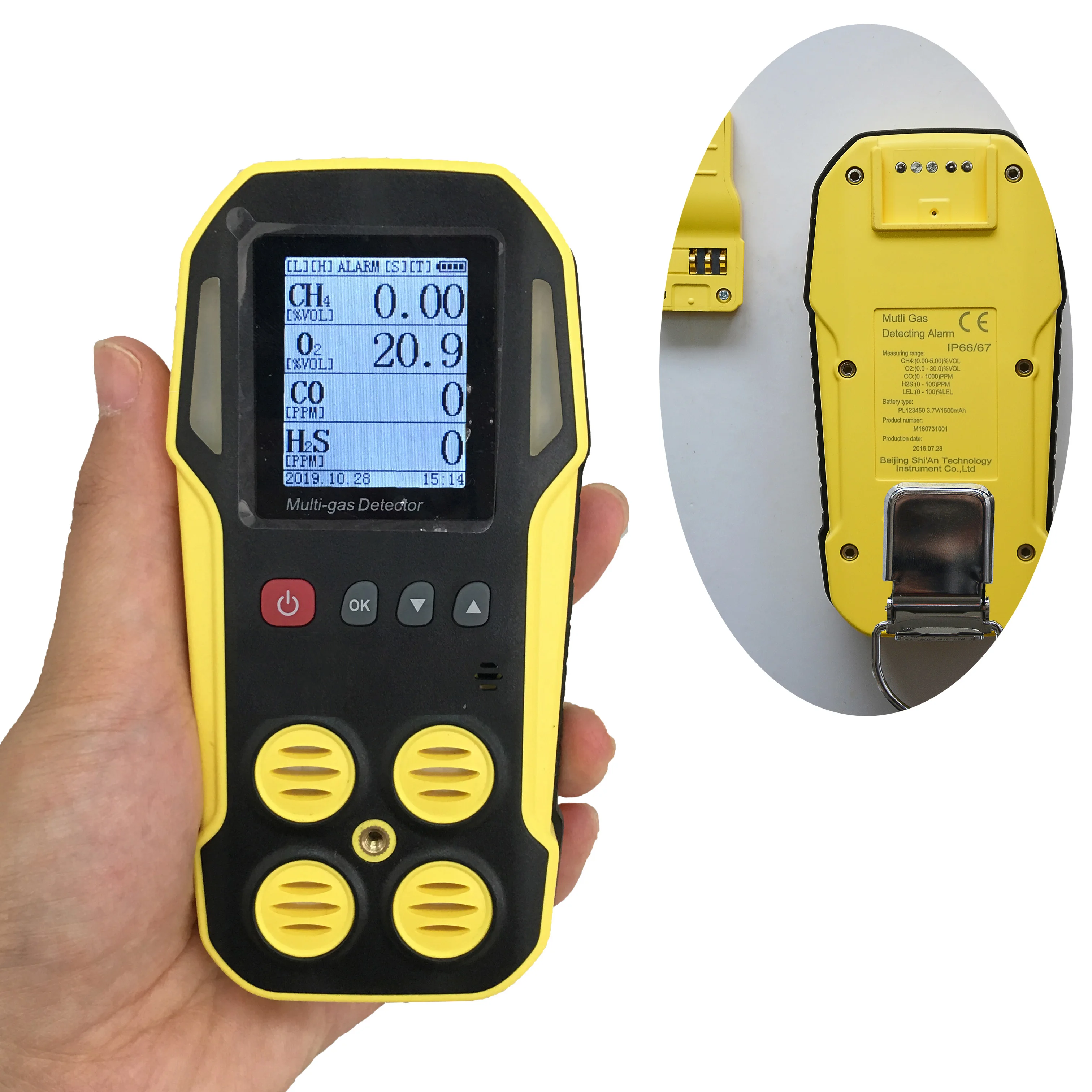 

Customize 3 gas detector 4 gas detector Portable Multi Gas Detector